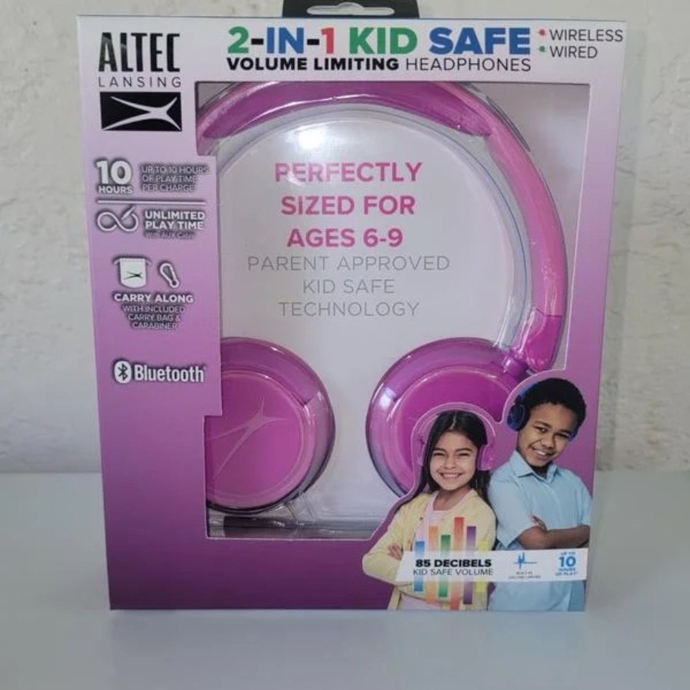 Altec Lansing Pink 2-in-1 Kid Safe Headphones